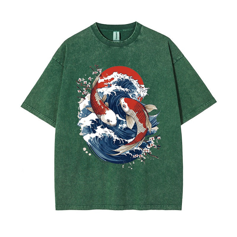 T-Shirt Vintage Koi Fish & Great Wave