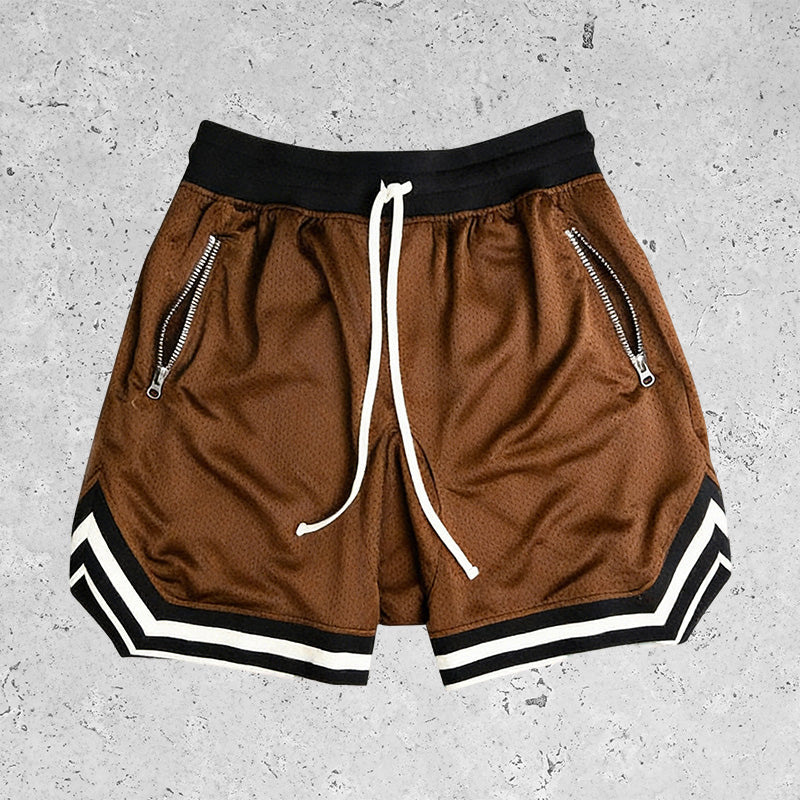 Basic Breathable Sports Mesh Shorts Coffee Brown