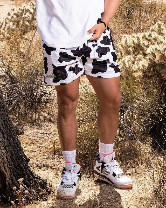 IP Cow Black And White Mesh Shorts