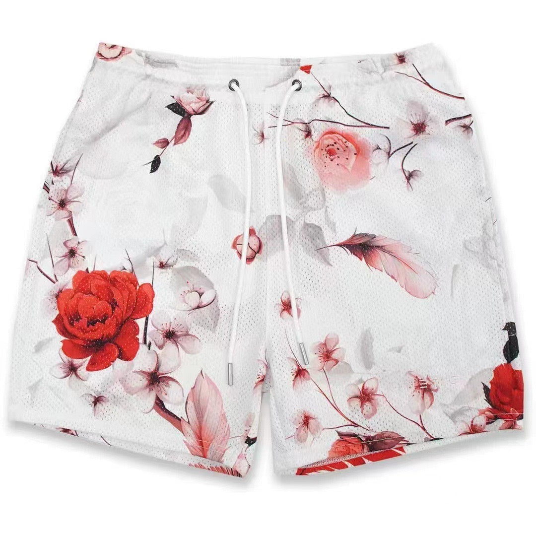 Japanese Cherry Blossom & Rose Mesh Shorts