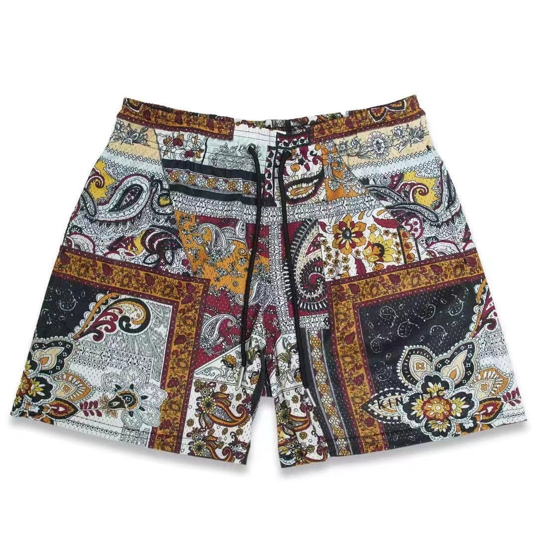 Summer Festival Patchwork Mesh Shorts