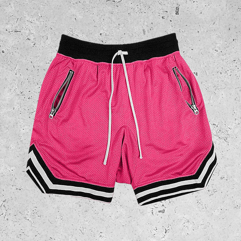 Basic Breathable Sports Mesh Shorts Rose Red