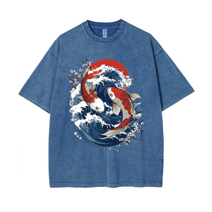 T-Shirt Vintage Koi Fish & Great Wave