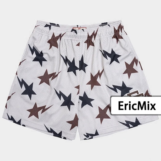 EE White Brown Star Shorts