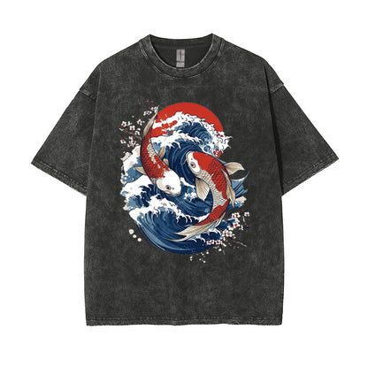 T-Shirt Vintage Koi Fish & Great Wave