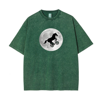 T-Shirt Horse on a Bike Over Moon