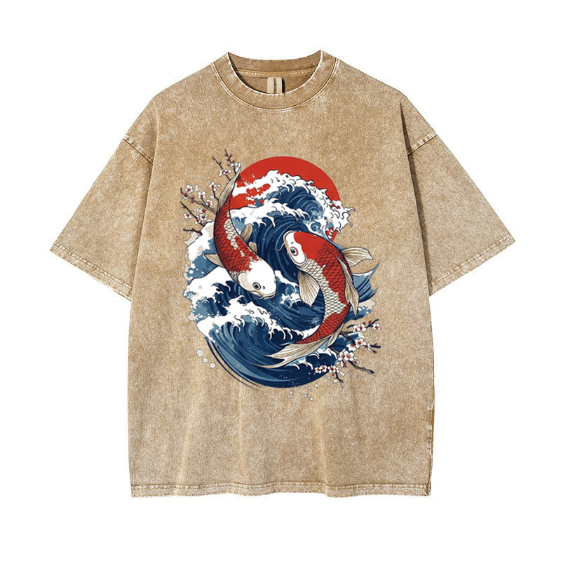 T-Shirt Vintage Koi Fish & Great Wave