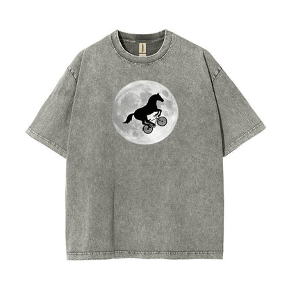 T-Shirt Horse on a Bike Over Moon