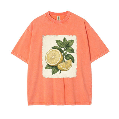 T-Shirt Vintage Lemon & Mint Botanical Oversized