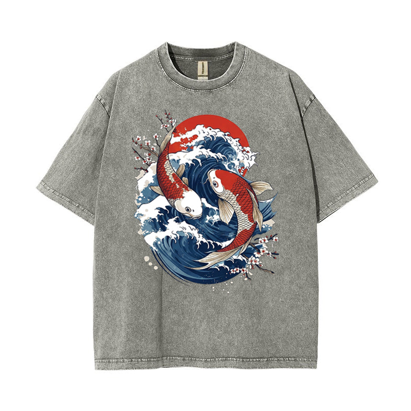 T-Shirt Vintage Koi Fish & Great Wave