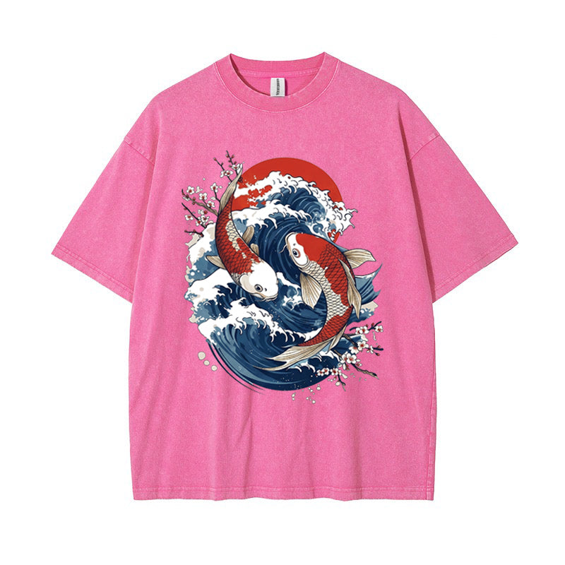 T-Shirt Vintage Koi Fish & Great Wave