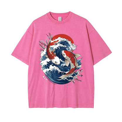 T-Shirt Vintage Koi Fish & Great Wave