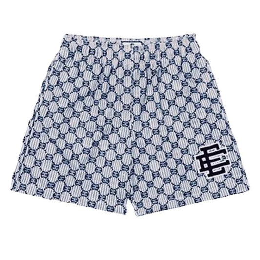 EE X Monogram Basic Print Navy Blue Shorts