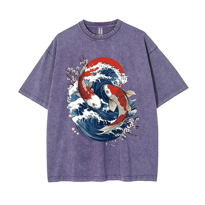 T-Shirt Vintage Koi Fish & Great Wave
