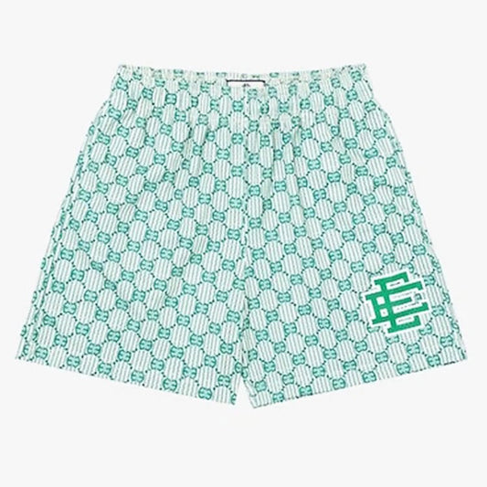 EE X Monogram Basic Print Light Green Shorts