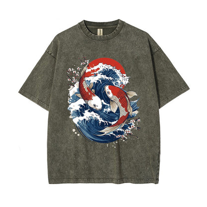 T-Shirt Vintage Koi Fish & Great Wave