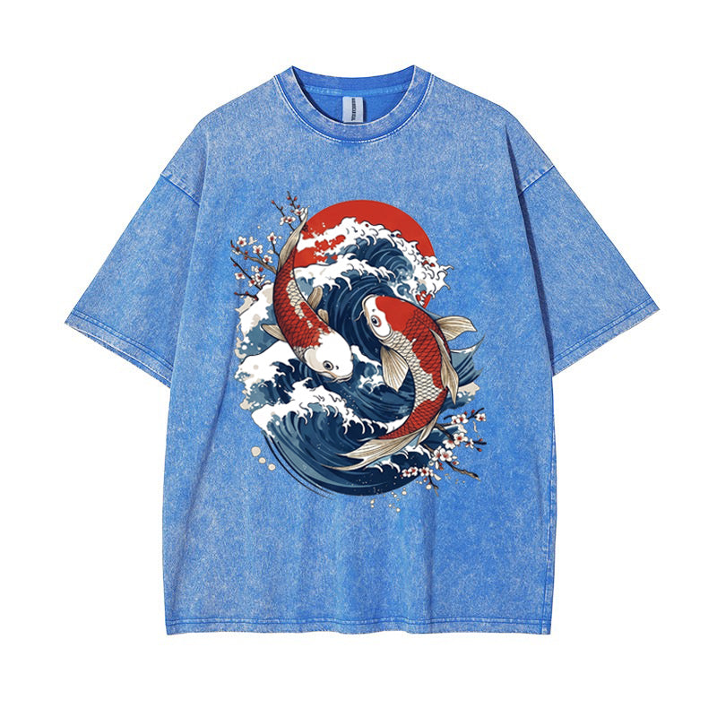 T-Shirt Vintage Koi Fish & Great Wave