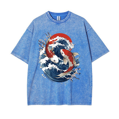 T-Shirt Vintage Koi Fish & Great Wave