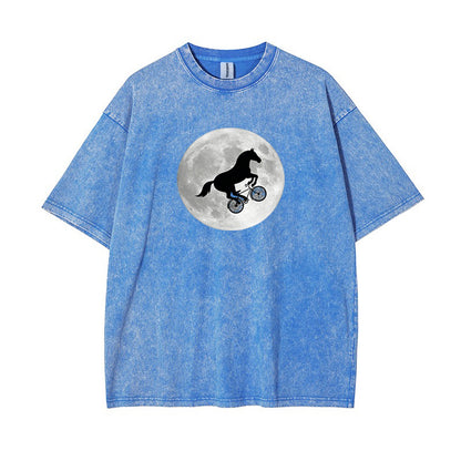 T-Shirt Horse on a Bike Over Moon