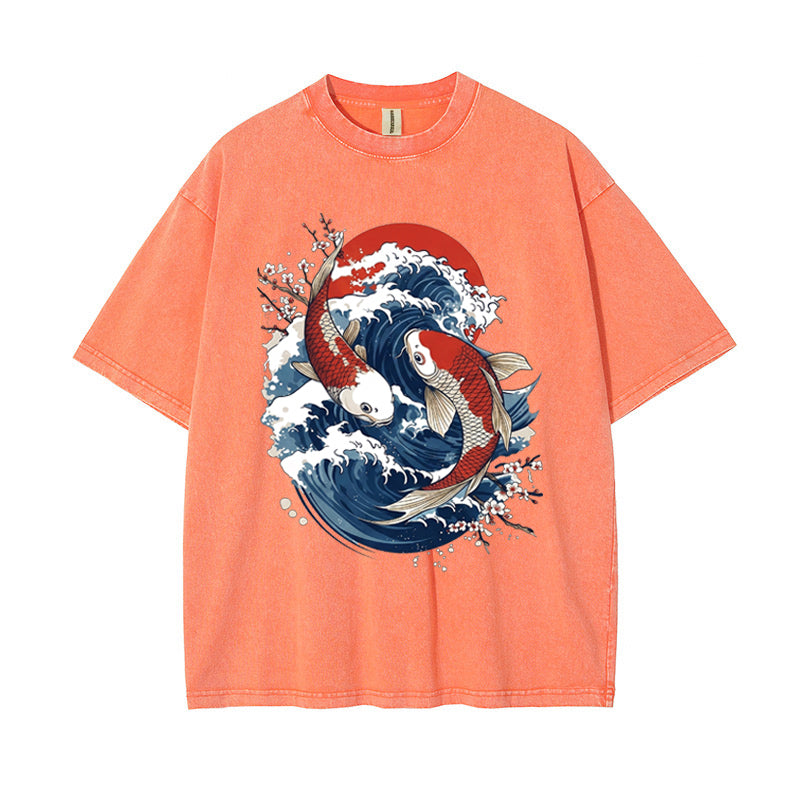 T-Shirt Vintage Koi Fish & Great Wave