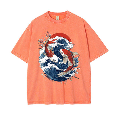 T-Shirt Vintage Koi Fish & Great Wave