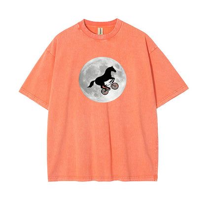 T-Shirt Horse on a Bike Over Moon