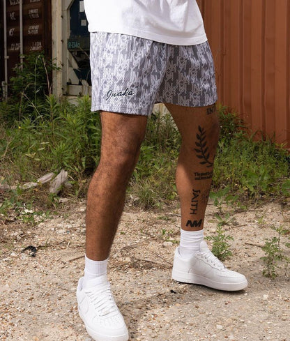 IP Shorts Summer Light Grey LOGO GYM  Running Sports Basketball Fitness Pants Mesh Shorts