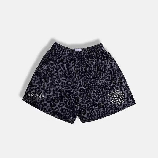 IP Shorts Leopard Print Black Mesh Shorts