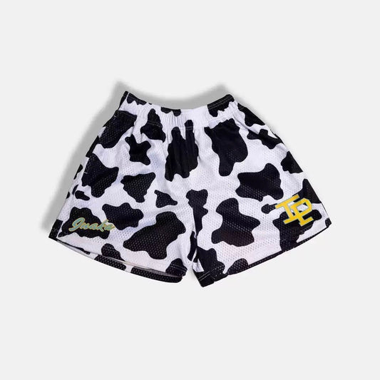 IP Shorts Cow Black And White Mesh Shorts