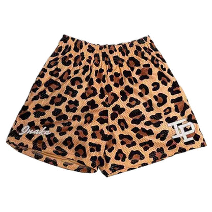 IP Leopard Print Yellow Mesh Shorts