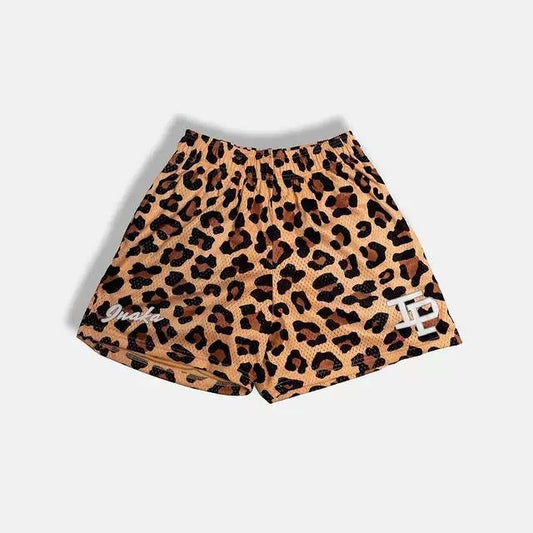 IP Shorts Leopard Print Yellow Mesh Shorts