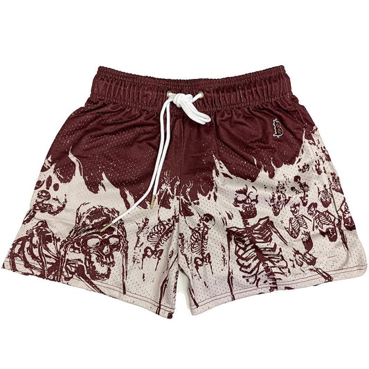 Reaper's Call Skeleton Claret Mesh Shorts