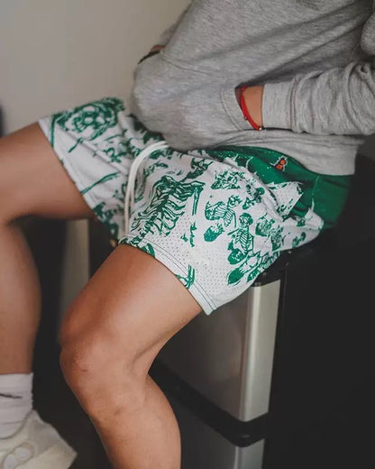 Reaper's Call Skeleton Green Mesh Shorts