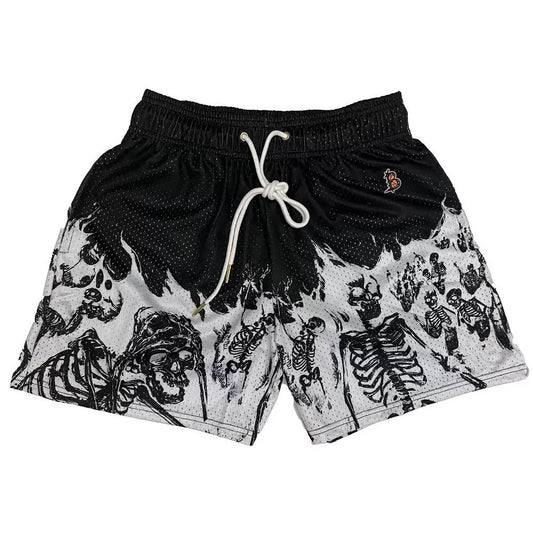 Reaper's Call Skeleton Black Mesh Shorts