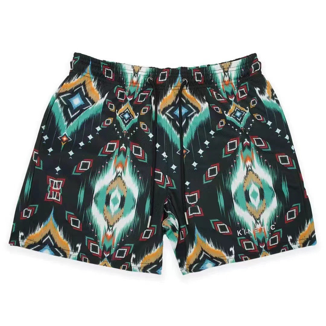 Bohemian Tribal Drawstring Mesh Shorts