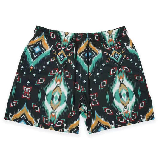Bohemian Tribal Drawstring Mesh Shorts