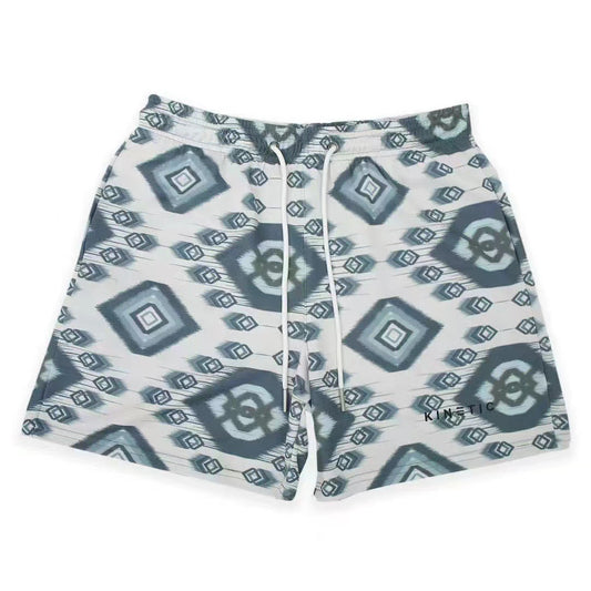Geometric Ikat Mesh Shorts