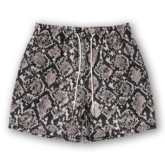 Vintage Python Print Mesh Shorts