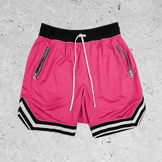 Basic Breathable Sports Mesh Shorts Rose Red