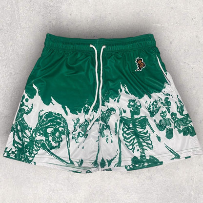 Reaper's Call Skeleton Green Mesh Shorts