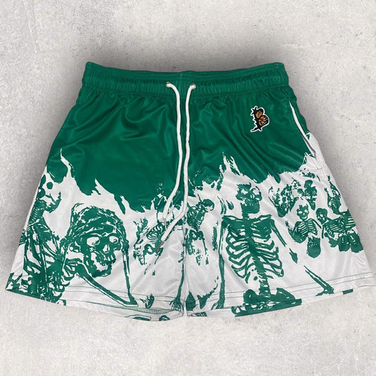 Reaper's Call Skeleton Green Mesh Shorts